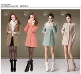 2013冬季新款毛呢外套韩版女装羊毛呢大衣夹棉加厚呢子长款外套