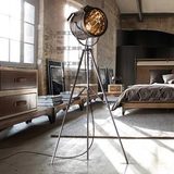 浪漫工业风Loft美式探照摄影三脚架客厅卧室创意不锈钢信号落地灯