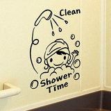 紫珊瑚墙贴  爱洗澡的女孩创意卡通洗手间卫生间防水装饰墙贴纸