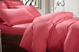 包邮彩色条纹四件套简约全棉纯色素色五星级酒店宾馆床单被套枕套