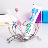 欧润哲 创意心形不锈钢放牙刷架 情侣牙杯架套装牙膏牙具架牙缸架
