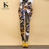 卡斯比亚ksbere 春季新款欧美时尚印花修身休闲裤女长裤专柜正品