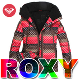 包邮正品roxy 棕玫红波点羽绒 滑雪服 女 冲锋衣单板滑雪服(W038)