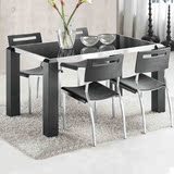 简约现代钢化玻璃桌子家居 时尚餐桌椅组合橡木实木贴皮家具特价