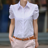 2016夏季韩版白色衬衫女短袖 OL通勤工装职业衬衣大码女装工作服