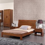 中式乌金木色胡桃木色宜家现代简约1.2米实木儿童床家具特价包邮