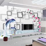 3D立体高清海豚大型壁画卡通客厅沙发餐厅儿童房背景墙纸壁纸