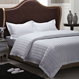 宾馆酒店床上用品批发床单被套枕套纯白色缎条三公分条纹三四件套