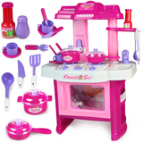 多功能厨房厨具组合台 带灯光音乐过家家厨房玩具益智过家家玩具