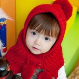 韩版新款宝宝披肩1-2-3-4-5岁女孩连帽围脖保暖婴儿童帽子毛披风
