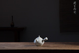 旧物 手工 日本白瓷横把急须宝瓶盖碗青花茶壶随手杯功夫茶道具a2