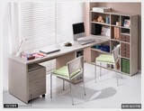 电脑桌台式家用组合简约超大款韩式书架双人电脑桌书柜双人书桌