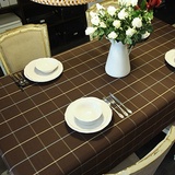 宜家纯棉餐桌布 美式咖啡格子茶几布西餐厅酒店布艺桌布台布定做