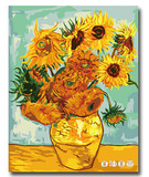 自油自画diy数字油画抽象画花卉世界名画梵高的包邮向日葵40x50cm