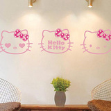 三只猫头韩式墙贴 玻璃贴 儿童公主房可爱卡通 hello kitty 猫咪