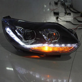 2012-13福特福克斯大灯 改装R8款LED泪眼 Q5双光透镜氙气大灯总成