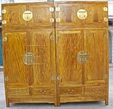 中式古典家具金丝楠木衣柜顶箱柜衣橱 明式素面独板实木大衣柜