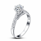 讴彩珠宝18K白金0.6-0.9克拉钻石豪华群镶女款戒指结婚订婚空戒托