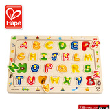 德国Hape字母拼图 木质儿童玩具3岁以上益智宝宝早教小抓手立体