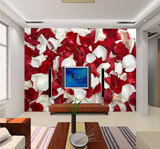 浪漫温馨 红玫瑰花瓣 婚房 卧室床头背景墙纸大型壁画壁纸