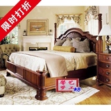 特价FinaDD家具联邦式高柱床 1.8米纯实木双人床美式田园床橡木床