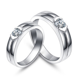 珠宝饰品高端定制18K白金镶钻结婚戒指个性刻字男女款戒指环