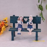 地中海田园拍照背景道具原木椅子公园镂空爱心椅吊脚娃娃椅子摆件