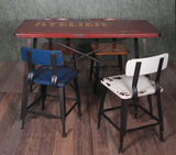 热卖欧美实木餐桌咖啡厅酒吧办公室桌椅组合电脑桌户外做旧简约