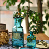 欧式文艺复古玻璃花瓶 水晶家居装饰摆件 水培瓶花插瓶 zakka杂货