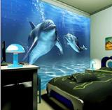 3d立体海底世界鲸鱼大型壁画客厅电视背景墙壁纸无纺布墙纸无缝画