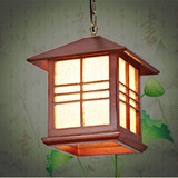 现代中式古典实木小吊灯 阳台走廊过道灯具创意小房子防水单头灯