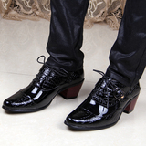 发型师皮鞋男士时尚黑色休闲尖头英伦韩版高跟鞋潮流内外增高鞋子