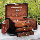 实木制首饰盒木质钢琴烤漆出口原单结婚生日礼物乔迁礼物小号带锁