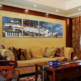 西藏风景挂画 布达拉宫装饰画客厅壁画大厅背景墙画四联画无框画
