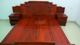 特价非洲黄花梨中式仿古典山水大床双人床 带床头柜实木红木家具