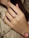 纯天然淡水白珍珠戒指 正圆 强光14K包金手工制作不褪色防过敏