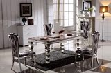简约现代不锈钢餐桌 玻璃餐桌 大理石餐桌新款餐桌椅特价套装包邮