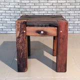 帅府老船木板凳 现代中式沉重实木正方形肥仔矮凳子 家具厂家直销