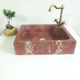 鸡血红方形洗手台上盆长方形创意台上盆大理石洗衣槽洗面盆石头盆