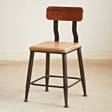 美式铁艺餐桌椅 做旧咖啡椅靠背椅休闲椅子 复古实木酒吧椅高脚椅