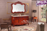 米兰白开放漆描银3002美国红橡浴室柜1.5米欧式实木雕花古典卫柜