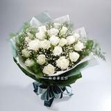16朵白玫瑰花束0879上海鲜花速递圣诞节白色情人节预订花店送花