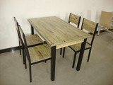 铁艺餐桌椅组合食堂咖啡厅奶茶店快餐桌椅休闲桌北欧风情餐馆原木