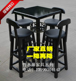 碳化铁艺复古酒吧桌椅 咖啡桌椅套件 户外桌椅实木高脚吧台椅001