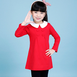 童装女童连衣裙秋冬加绒加厚韩版中大童新款儿童红色长袖公主裙子