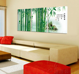 6竹子风景客厅装饰画三联无框画餐厅墙画壁画水晶膜卧室定做
