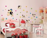 卡通动物可移除墙贴客厅沙发儿童房卧室过道走廊墙壁装饰贴纸贴画