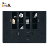 锡田家具文件柜 板式高柜上海现货 简约 玻璃门书柜 可定做黑浮雕