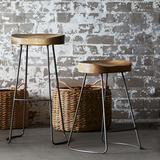 工业复古LOFT实木餐厅餐椅北欧设计师个性创意吧台椅子家用高脚凳