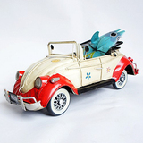 浪漫敞篷甲壳虫汽车模型 铁制工艺品 家居装饰品摆件 带冲浪板